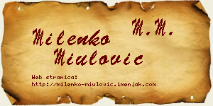 Milenko Miulović vizit kartica